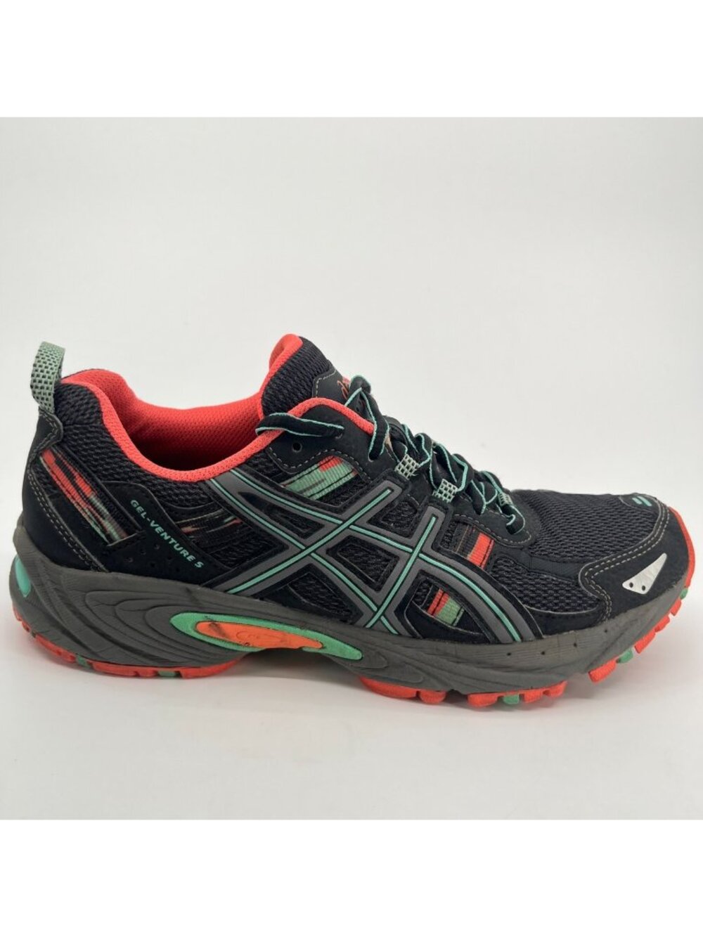 Asics Gel Venture 5 Womens Size 8.5 Black Orange Athletic Running Shoes Sneakers